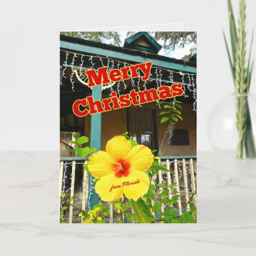 Merry Christmas from Florida Tropical Hibiscus Holiday Card