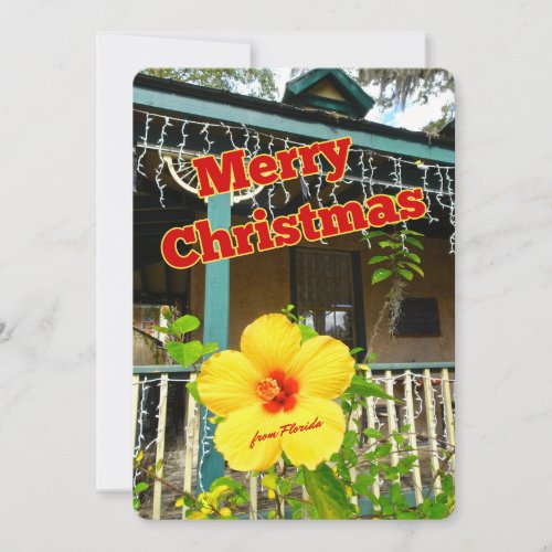 Merry Christmas from Florida Tropical Hibiscus Holiday Card