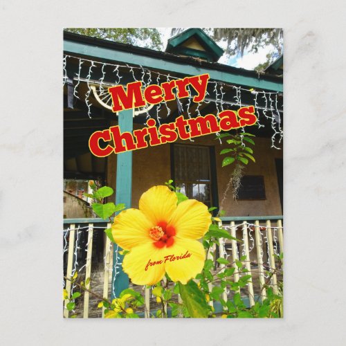 Merry Christmas from Florida Tropical Hibiscus Postcard