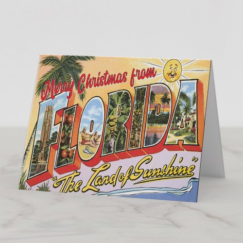 Merry Christmas from Florida vintage Card