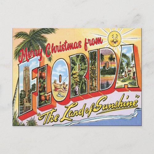 Merry Christmas from Florida vintage Postcard