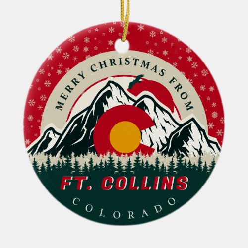 Merry Christmas From Ft Collins Colorado Souvenir Ceramic Ornament