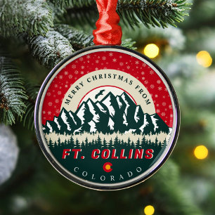 Merry Christmas From Ft Collins Colorado Souvenir Metal Ornament