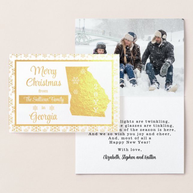 Merry Christmas from Georgia State | Photo Foil Card (Display)