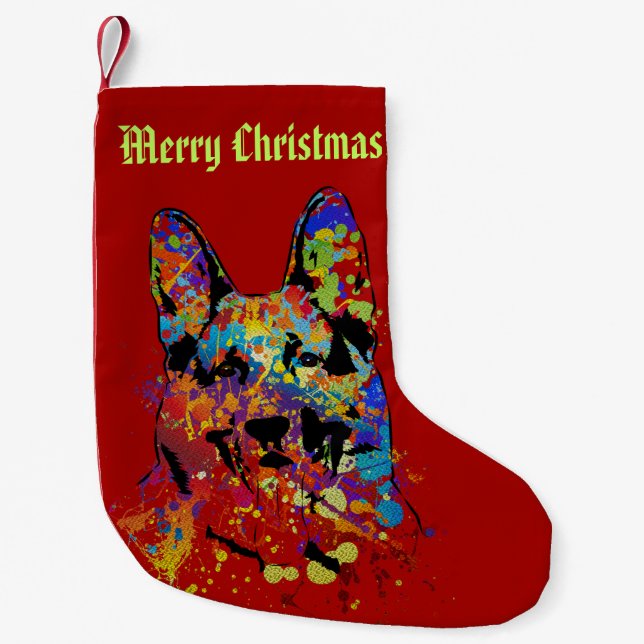 Merry Christmas from German Shepherd Small Christmas Stocking (Front)