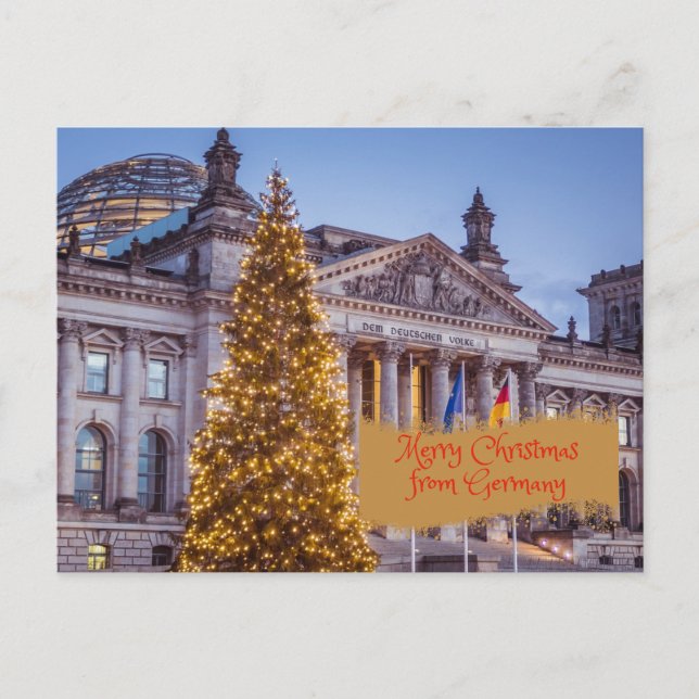 Merry Christmas from Germany Bundestag Building  Holiday Postcard (Front)