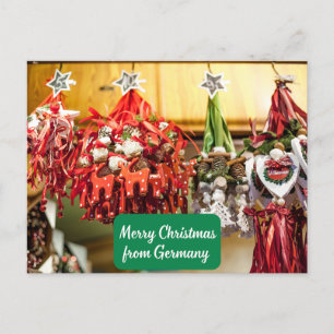 Merry Christmas from Germany - German Ornaments Holiday Postcard