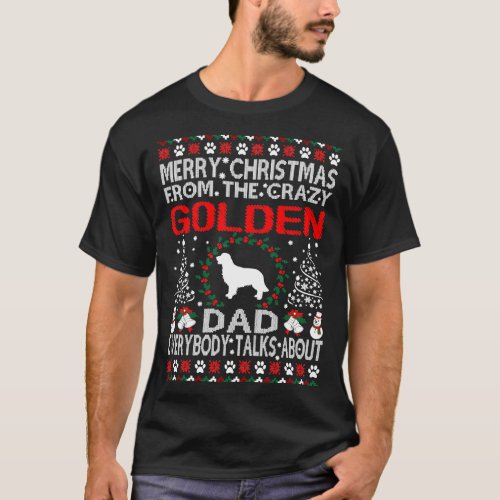 Merry Christmas From Golden Retriever Dad Gift T_Shirt