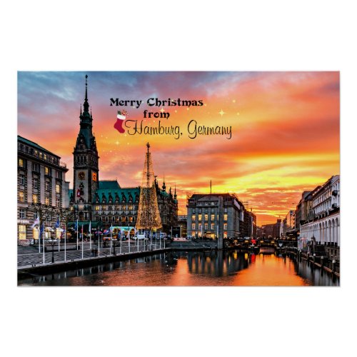 Merry Christmas from Hamburg Germany Poster