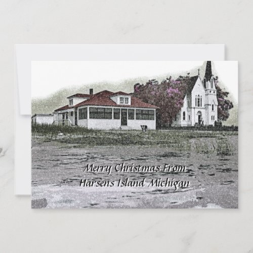 Merry Christmas from Harsens Island Michigan Art Holiday Card