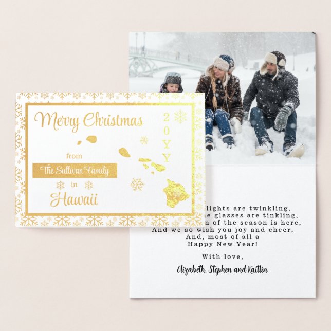 Merry Christmas from Hawaii State | Photo Foil Card (Display)