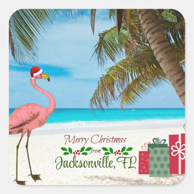 Merry Christmas from Jacksonville, FL Square Sticker (Front)