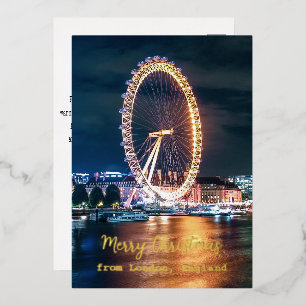 Merry Christmas from London England Foil Holiday Card