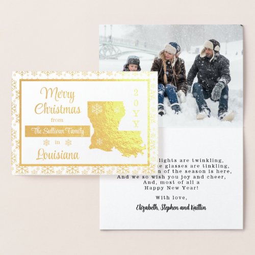 Merry Christmas from Louisiana State Photo  Foil Card