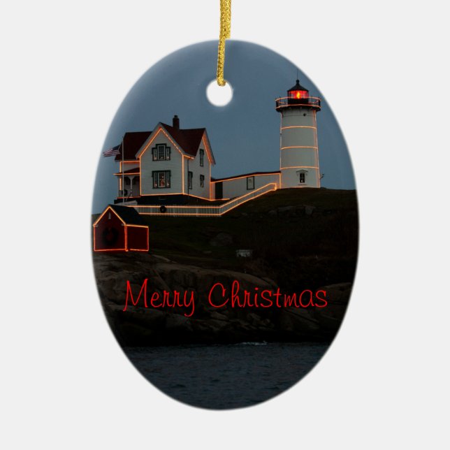 Merry Christmas from Maine Ceramic Ornament (Front)
