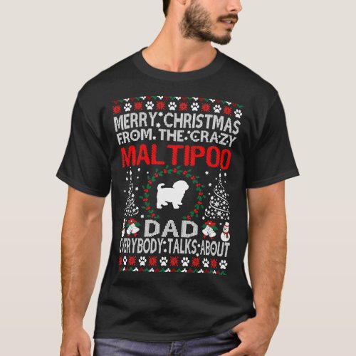 Merry Christmas From Maltipoo Dad Gift T_Shirt