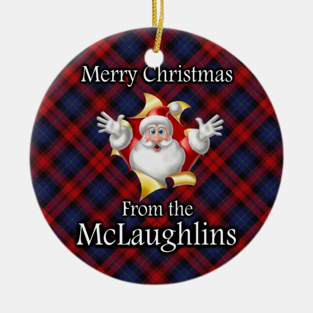 Merry Christmas From McLaughlin MacLachlan Clan Ceramic Ornament (Front)