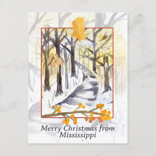 Merry Christmas from Mississippi Trees Winter Snow Holiday Postcard
