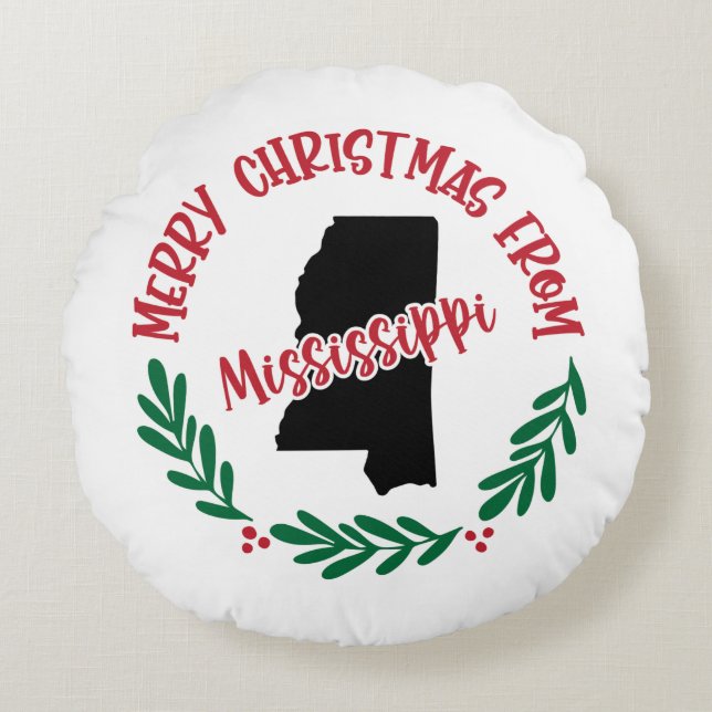 Merry Christmas From Mississippi US Red Green Round Pillow (Front)
