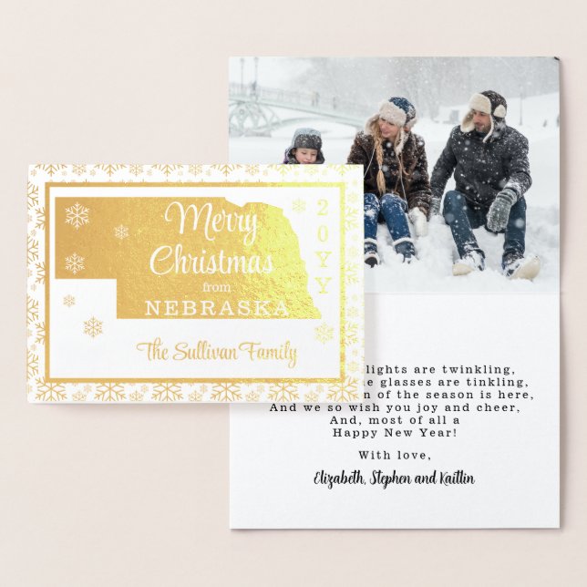 Merry Christmas from Nebraska State | Photo Foil Card (Display)