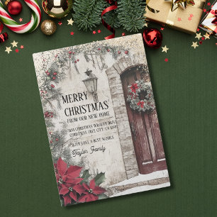 Merry Christmas from New Home Door Wreath Announcement