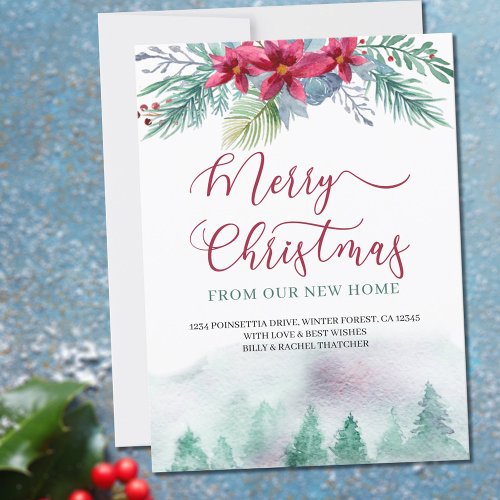 Merry Christmas from New Home Watercolor Forest Announcement