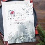 Merry Christmas from New Home Winter Forest Moving Announcement<br><div class="desc">Beautiful moving announcement card to let everyone know you've moved for this holiday season. Watercolor misty winter forest design with snow, snow berries, delicate leaves and elegant lettering with christmas foliage and poinsettia flower. Wishing you a Merry Christmas from our new home can be edited for a single person or...</div>