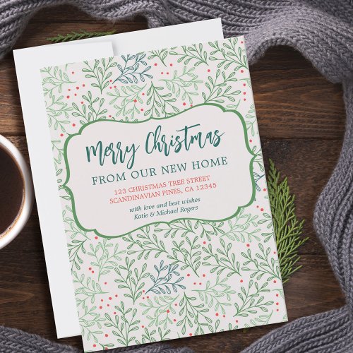 Merry Christmas from New Home Winter Greenery Announcement