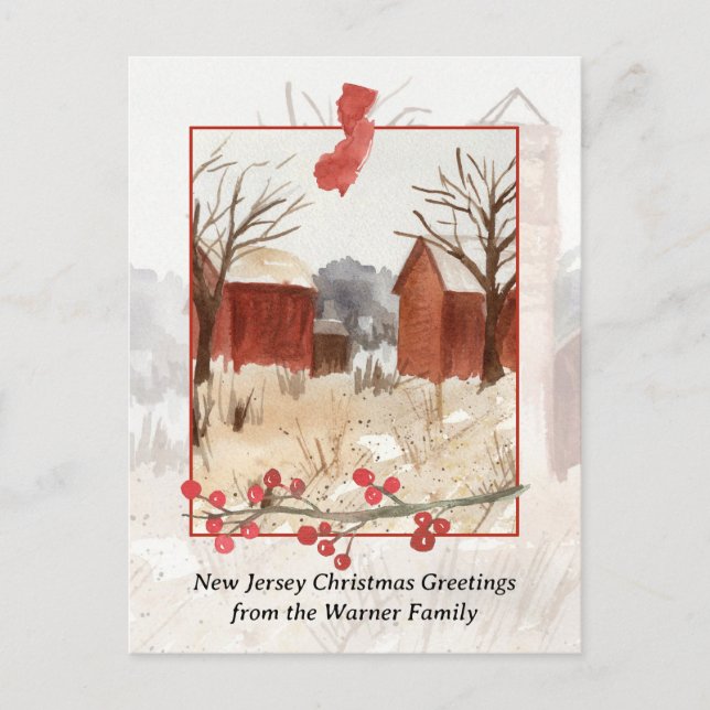 Merry Christmas from New Jersey Farm Personalized Holiday Postcard (Front)