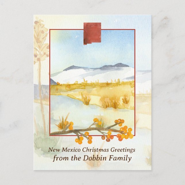 Merry Christmas from New Mexico Snow Personalized Holiday Postcard (Front)