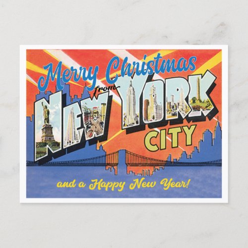 Merry Christmas from New York City vintage Postcard