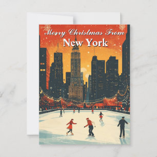 Merry Christmas from New York Festive Ice Skating Postcard