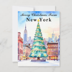 Merry Christmas from New York Holiday Tree Postcard