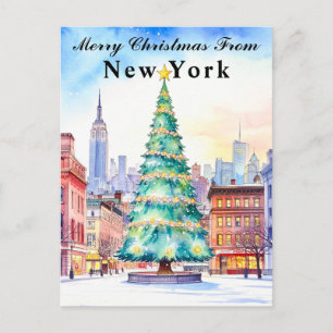 Merry Christmas from New York Holiday Tree Postcard
