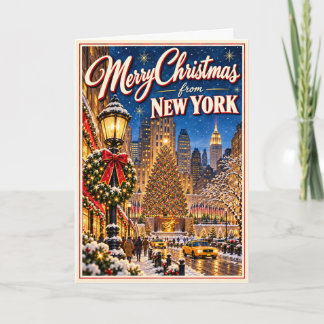 Merry Christmas from New York Vintage NYC Holiday Card
