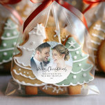 Merry Christmas from Newlyweds Photo Overlay Classic Round Sticker<br><div class="desc">Merry Christmas from Newlyweds Photo Overlay Script Name and Year. Celebrate your newly married first christmas status with these handy stickers for your festive mailings, gifts and favors! A modern set script for Merry Christmas and easy to personalise with your name and the year and replace the sample photo with...</div>