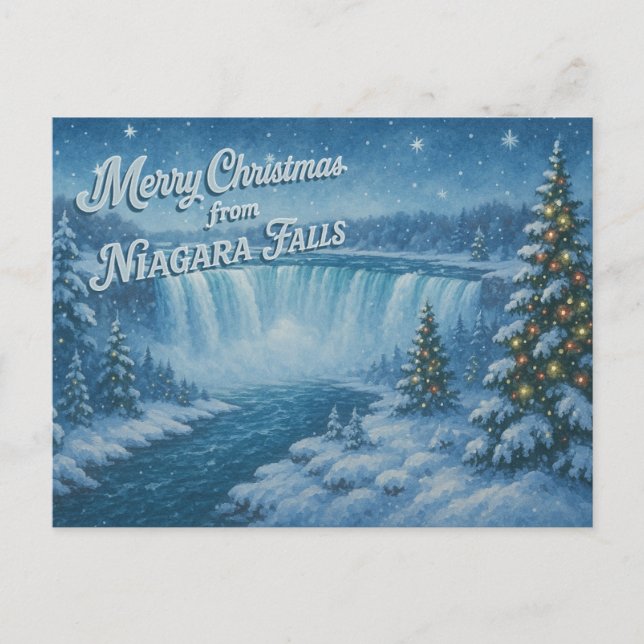 Merry Christmas from Niagara Falls Winter Postcard (Front)