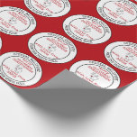 Merry Christmas from North Pole Custom Santa Wrapping Paper<br><div class="desc">Personalized wrapping paper from Santa - perfect for gifts for children. Simple and modern design in red, black and white with a doodled red nosed reindeer drawing and minimalist typewriter typography. The lettering on the stamps reads "SPECIAL DELIVERY FROM THE NORTH POLE" on the outside and "Merry Christmas [YOUR NAME]...</div>