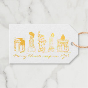 Merry Christmas from NYC New York City Landmarks Foil Gift Tags