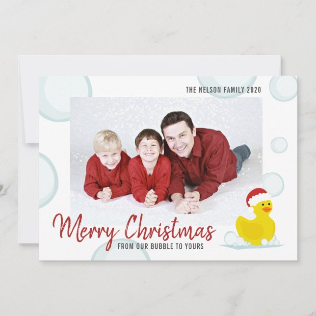 Merry Christmas From Our Bubble Rubber Duck Photo Holiday Card (Front)