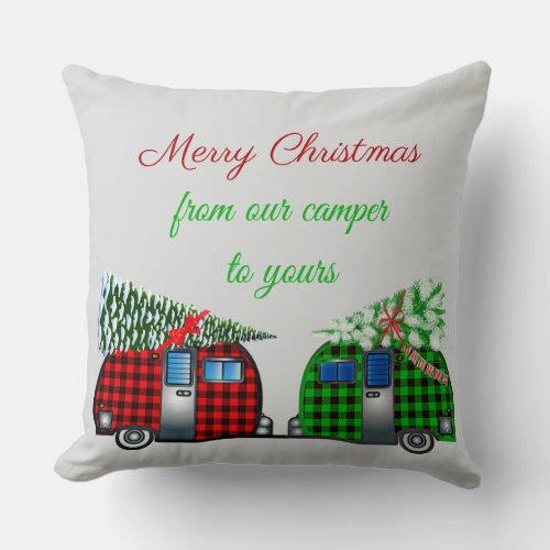 Merry Christmas from our camper to yours Throw Pillow
