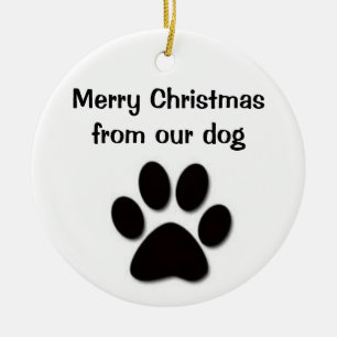 MERRY CHRISTMAS FROM OUR DOG-ORNAMENT CERAMIC ORNAMENT