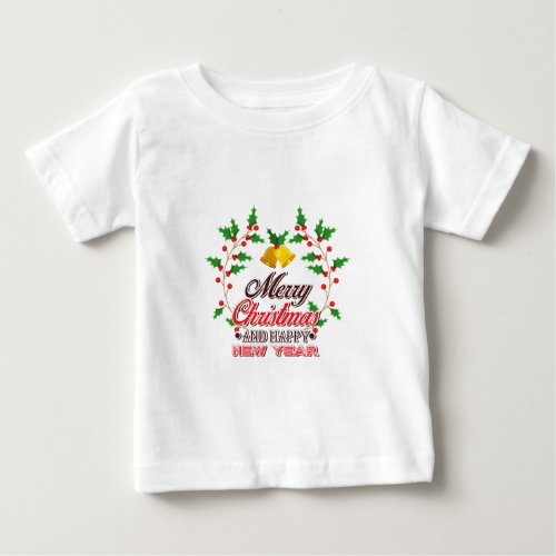Merry Christmas from Our Family Happy New Year   Baby T_Shirt
