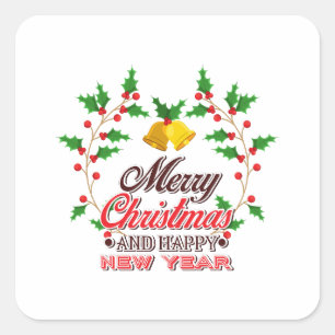 Merry Christmas from Our Family, Happy New Year Square Sticker