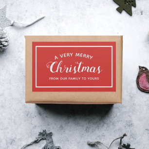 Merry Christmas From Our Family Red Sticker