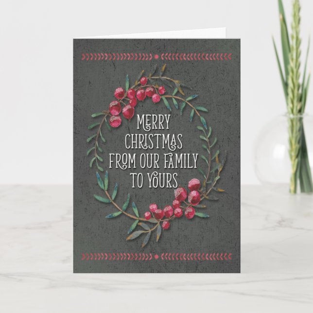 Merry Christmas From Our Family to Yours Berries Holiday Card (Front)