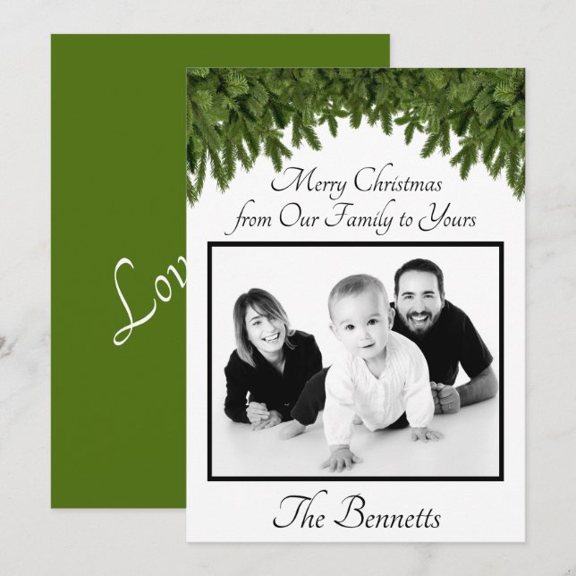 Merry Christmas from Our Family to Yours Photocard Invitation (Front/Back)