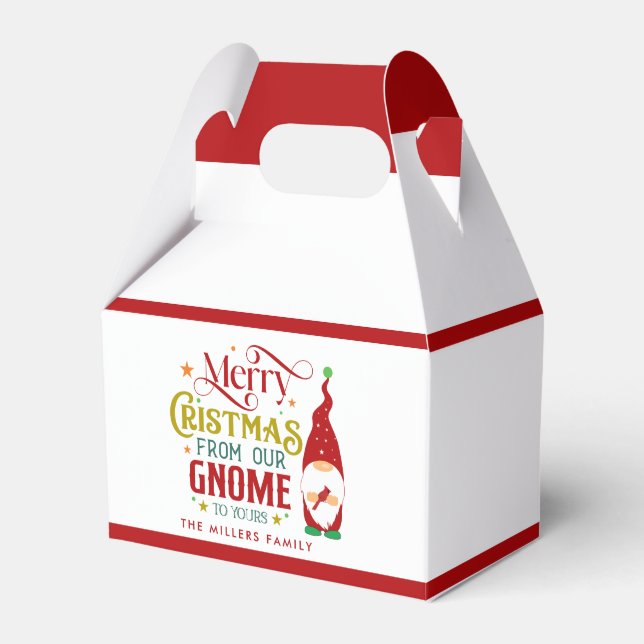 Merry Christmas From Our Gnome To Yours Favor Boxes (Front Side)