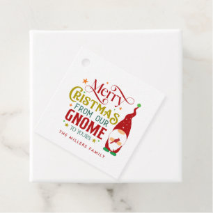 Merry Christmas From Our Gnome To Yours Favor Tags