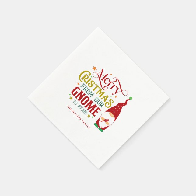 Merry Christmas From Our Gnome To Yours Napkins (Corner)